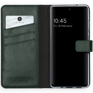 Selencia - Genuine Leather Bookcase voor Samsung Galaxy S20 FE - Green
