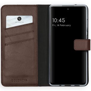 Selencia - Genuine Leather Bookcase voor Samsung Galaxy S20 FE - Brown