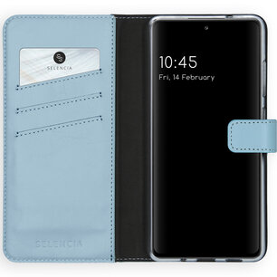 Selencia - Genuine Leather Bookcase voor Samsung Galaxy S20 FE - Air Blue