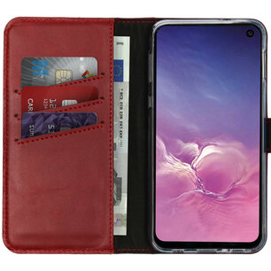 Selencia - Genuine Leather Bookcase voor Samsung Galaxy S10e - Red