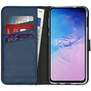 Selencia - Genuine Leather Bookcase voor Samsung Galaxy S10e - Blue