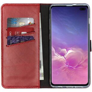 Selencia - Genuine Leather Bookcase voor Samsung Galaxy S10 Plus - Red