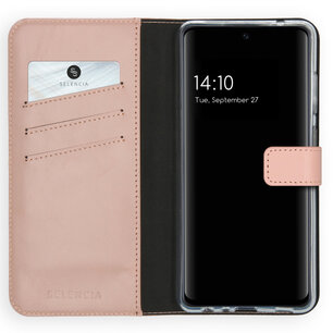 Selencia - Genuine Leather Bookcase voor Samsung Galaxy A72 - Dusty Pink