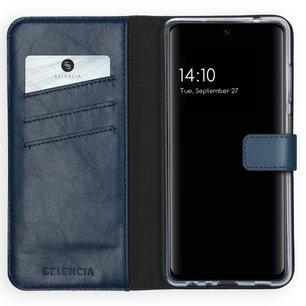 Selencia - Genuine Leather Bookcase voor Samsung Galaxy A72 - Blue