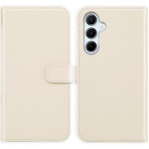 Selencia - Genuine Leather Bookcase voor Samsung Galaxy A55 - Greige