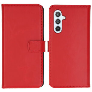 Selencia - Genuine Leather Bookcase voor Samsung Galaxy A54 (5G) - Red