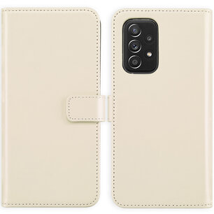 Selencia - Genuine Leather Bookcase voor Samsung Galaxy A53 - Greige