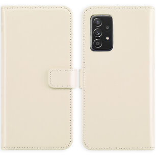 Selencia - Genuine Leather Bookcase voor Samsung Galaxy A52(s) (5G/4G) - Greige