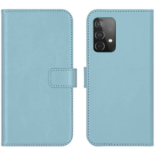 Selencia - Genuine Leather Bookcase voor Samsung Galaxy A52(s) (5G/4G) - Air Blue