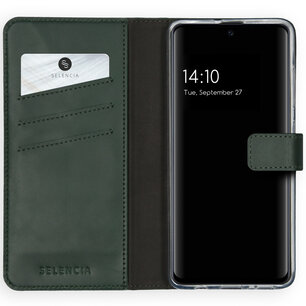 Selencia - Genuine Leather Bookcase voor Samsung Galaxy A51 - Green