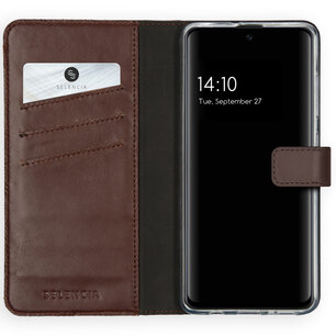Selencia - Genuine Leather Bookcase voor Samsung Galaxy A51 - Brown