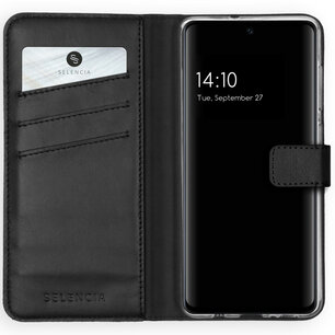 Selencia - Genuine Leather Bookcase voor Samsung Galaxy A51 - Black