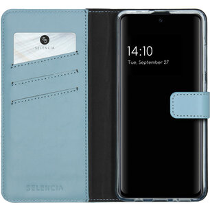 Selencia - Genuine Leather Bookcase voor Samsung Galaxy A51 - Air Blue