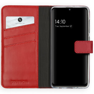 Selencia - Genuine Leather Bookcase voor Samsung Galaxy A41 - Red