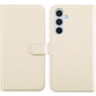 Selencia - Genuine Leather Bookcase voor Samsung Galaxy A35 - Greige