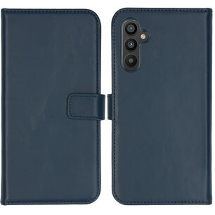 Selencia - Genuine Leather Bookcase voor Samsung Galaxy A34 (5G) - Blue