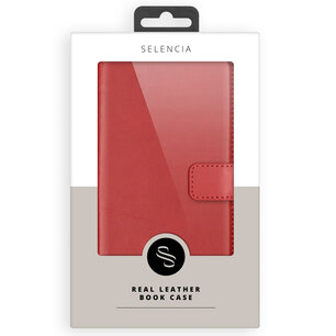 Selencia - Genuine Leather Bookcase voor Google Pixel 8a - Red