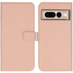 Selencia - Genuine Leather Bookcase voor Google Pixel 7 Pro - Pink