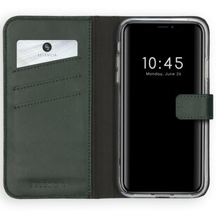 Selencia - Genuine Leather Bookcase voor Apple iPhone X / Xs - Green