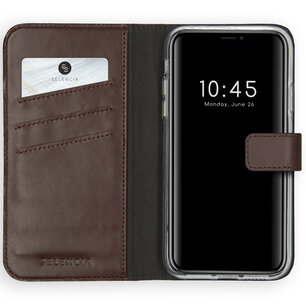 Selencia - Genuine Leather Bookcase voor Apple iPhone X / Xs - Brown
