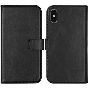 Selencia - Genuine Leather Bookcase voor Apple iPhone X / Xs - Black
