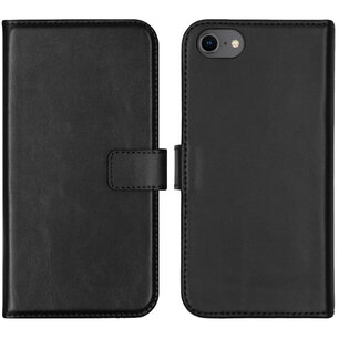 Selencia - Genuine Leather Bookcase pour Apple iPhone SE (2022 / 2020) / 8 / 7 / 6(s) - Black