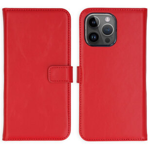 Selencia - Genuine Leather Bookcase voor Apple iPhone 15 Pro Max - Red