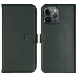 Selencia - Genuine Leather Bookcase voor Apple iPhone 15 Pro Max - Green