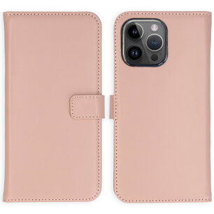 Selencia - Genuine Leather Bookcase voor Apple iPhone 15 Pro Max - Dusty Pink