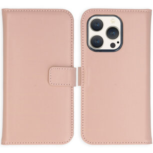 Selencia - Genuine Leather Bookcase voor Apple iPhone 15 Pro - Dusty Pink