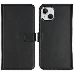 Selencia - Genuine Leather Bookcase voor Apple iPhone 15 Plus - Black