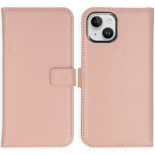 Selencia - Genuine Leather Bookcase voor Apple iPhone 15 - Dusty Pink