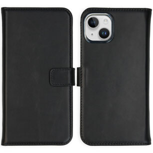 Selencia - Genuine Leather Bookcase voor Apple iPhone 15 - Black