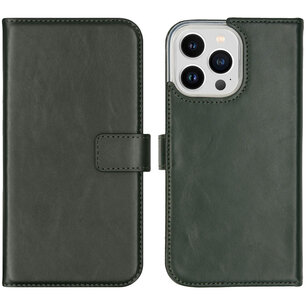 Selencia - Genuine Leather Bookcase voor Apple iPhone 14 Pro Max - Green