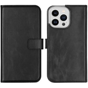 Selencia - Genuine Leather Bookcase voor Apple iPhone 14 Pro Max - Black