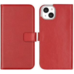 Selencia - Genuine Leather Bookcase voor Apple iPhone 14 Plus - Red