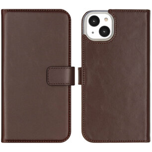 Selencia - Genuine Leather Bookcase voor Apple iPhone 14 Plus - Brown