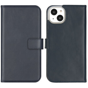 Selencia - Genuine Leather Bookcase voor Apple iPhone 14 Plus - Blue