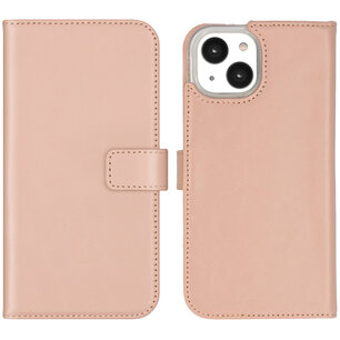 Selencia - Genuine Leather Bookcase voor Apple iPhone 14 - Dusty Pink