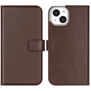 Selencia - Genuine Leather Bookcase voor Apple iPhone 14 - Brown