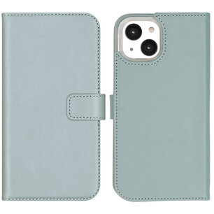 Selencia - Genuine Leather Bookcase voor Apple iPhone 14 - Air Blue