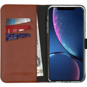 Selencia - Genuine Leather Bookcase voor Apple iPhone 11 Pro Max - Light Brown