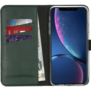 Selencia - Genuine Leather Bookcase voor Apple iPhone 11 Pro Max - Green