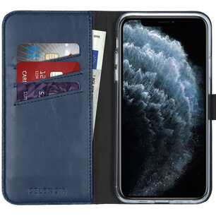 Selencia - Genuine Leather Bookcase voor Apple iPhone 11 Pro Max - Blue