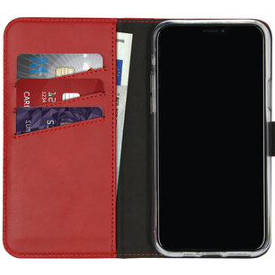 Selencia - Genuine Leather Bookcase voor Apple iPhone 11 Pro - Red