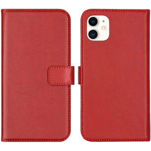 Selencia - Genuine Leather Bookcase voor Apple iPhone 11 - Red