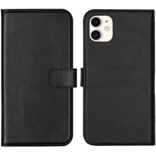 Selencia - Genuine Leather Bookcase voor Apple iPhone 11 - Black