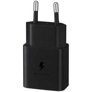 Samsung - Original Power Adapter - Charger - USB-C connection - Fast Charge - 15 Watt - Black Samsung - Original Power Adapter - Charger - USB-C connection - Fast Charge - 15 Watt - Black
