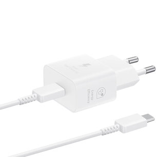 Samsung - Original 25W Efficiency Adapter with USB-C to USB-C cable - 1 m - White Samsung - Original 25W Efficiency Adapter with USB-C to USB-C cable - 1 m - White
