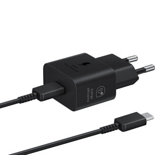 Samsung - Original 25W Efficiency Adapter with USB-C to USB-C cable - 1 m - Black Samsung - Original 25W Efficiency Adapter with USB-C to USB-C cable - 1 m - Black